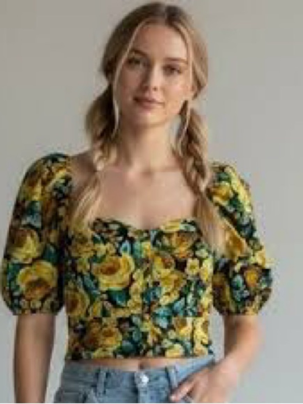 Laura Ashley x Urban Outfitters Floral Square Neck Crop Top M